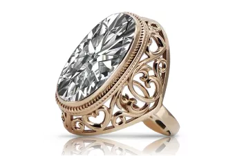 Rose pink 14k gold 585 Zircon ring vrc184 Vintage