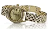 Жълт 14k 585 златен Дамски ръчен часовник Geneve lw078ydg&lbw004y